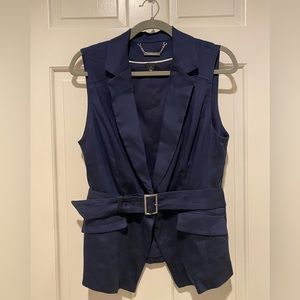 EUC WHBM Linen Blend Navy Belted Vest
